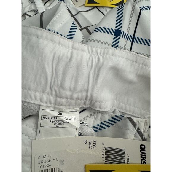 QUIKSILVER CRUSH MEN'S SIZE 30 4 Way STRETCH BLUE WHITE PLAID BOARD SHORTS NEW - Picture 4 of 4